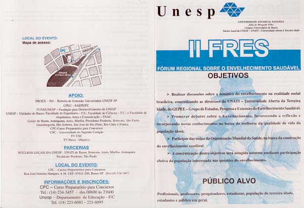 Capa do folheto - Fórum Regional sobre o Envelhecimento Saudável